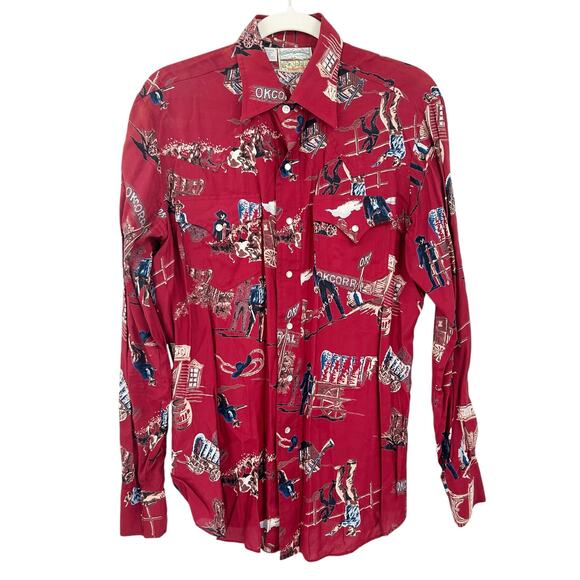 Rocking K Ranchwear Other - Rocking K Ranchwear Mens Vintage Western Cowboy Pearl Snap Shirt‎ Size M Red